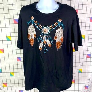Vintage southwestern shirt Lynne tunic shirt glitter leaves XL shoulder pads